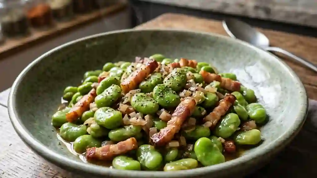 Fèves fondantes au cognac et lardons fumés - Photo de présentation