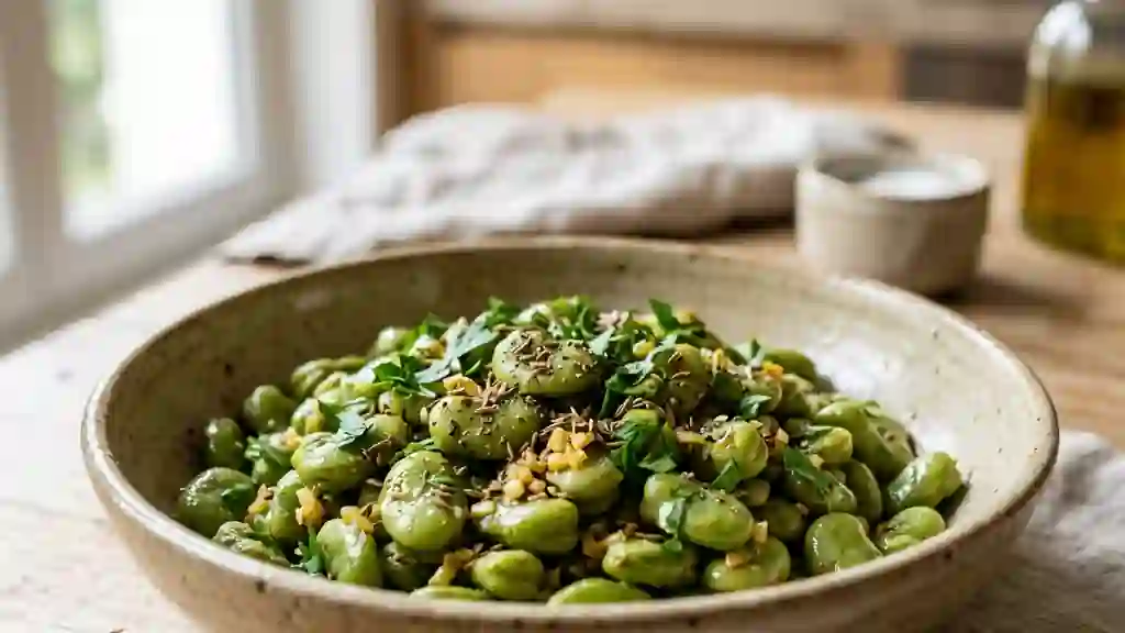 Fèves Sautées au Cumin et Ail Fondant - Photo de présentation