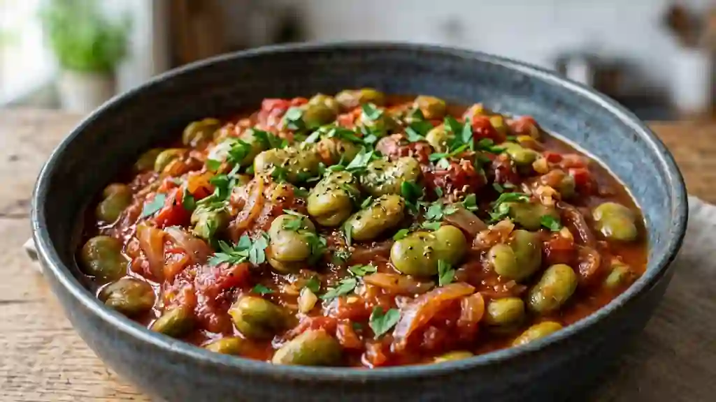 Fèves fondantes à la tomate et ail - Photo de présentation