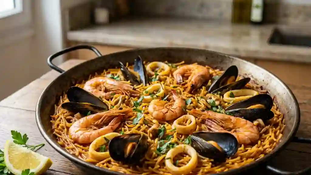 Fideuà croustillante aux fruits de mer - Photo de présentation