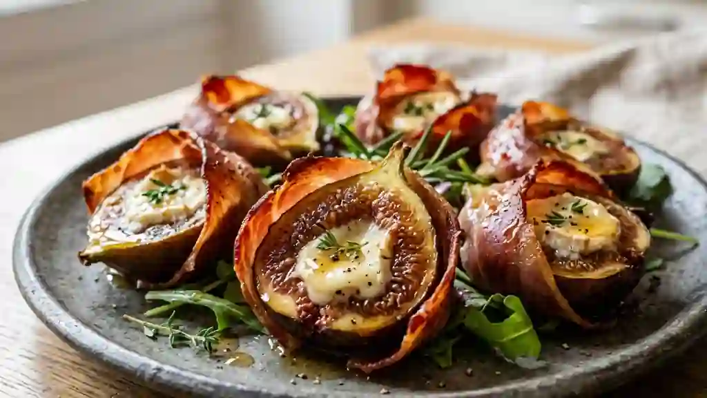 Figues fondantes au chèvre et jambon de Bayonne - Photo de présentation