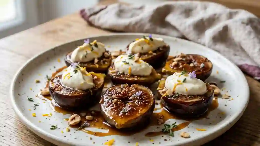 Figues rôties au whisky et crème fondante - Photo de présentation