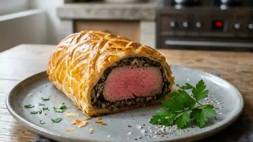 Filet de bœuf en croûte feuilletée et champignons - Photo de présentation