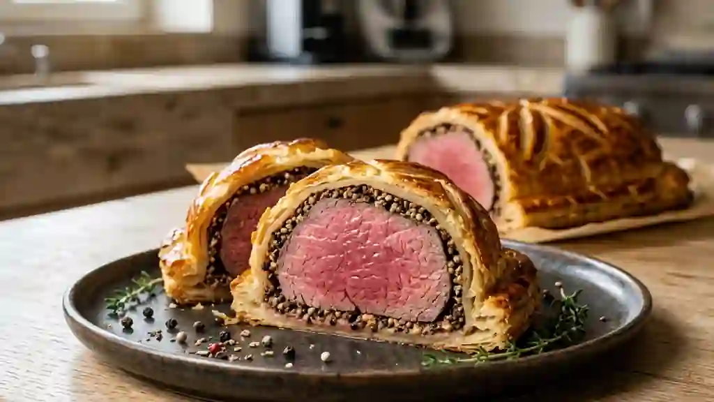 Filet de bœuf en croûte au poivre concassé - Photo de présentation