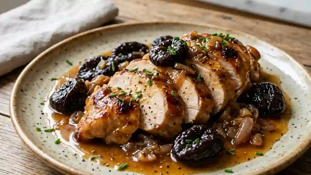 Filet de dinde laqué au miel et pruneaux - Photo de présentation