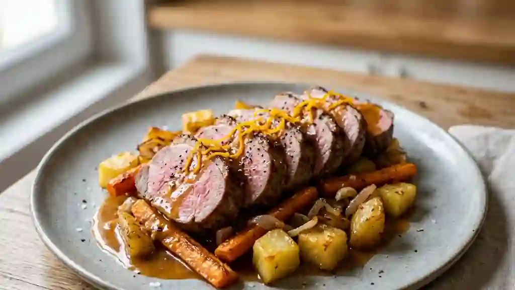 Filet de marcassin rôti au jus d'orange - Photo de présentation