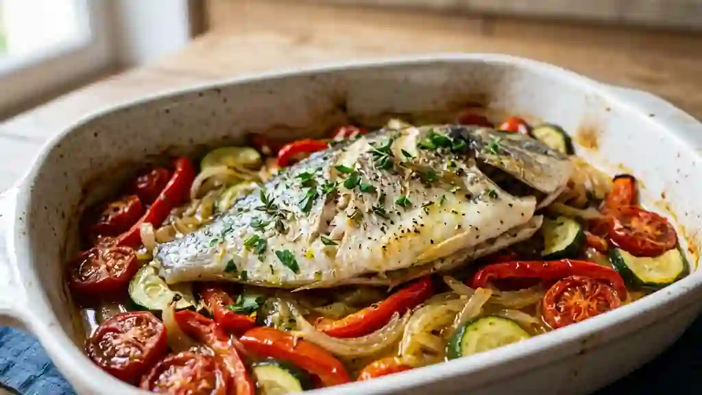 Poisson fondant aux légumes du Sud confits - Photo de présentation