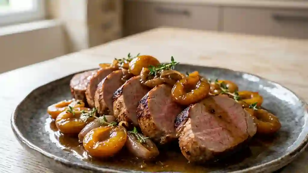 Filet de porc fondant aux mirabelles rôties - Photo de présentation