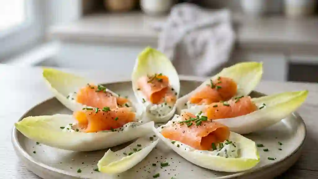 Endives craquantes au saumon et crème d'herbes - Photo de présentation