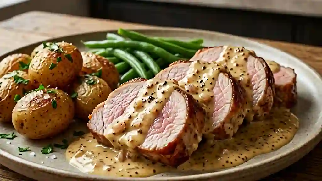 Mignon de porc fondant à la crème de moutarde - Photo de présentation