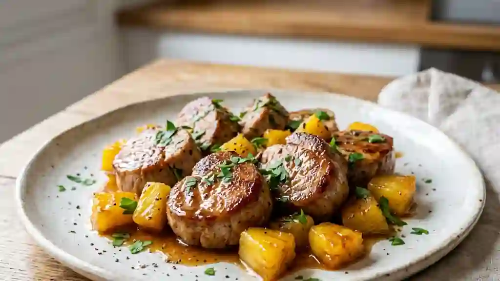 Médaillons de porc caramélisés à l'ananas - Photo de présentation