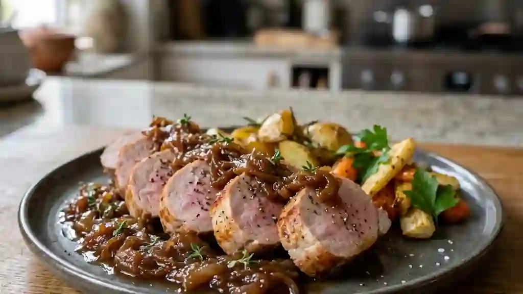 Filet mignon fondant et sa compote d'oignons - Photo de présentation