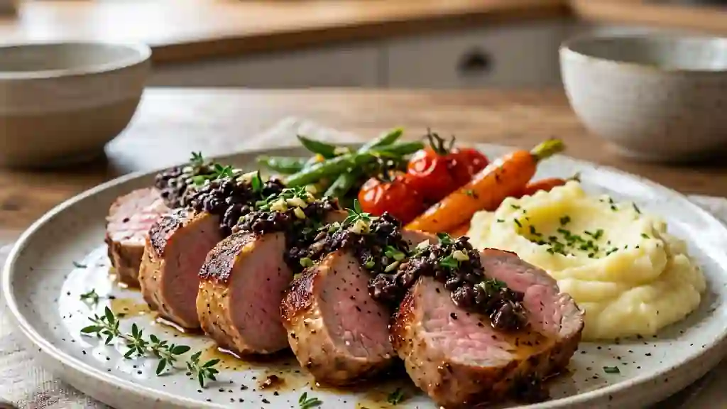Filet mignon fondant et sa croûte de tapenade - Photo de présentation