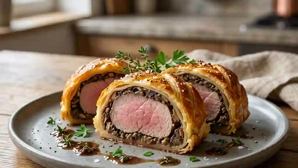 Filet mignon en croûte doré et juteux - Photo de présentation