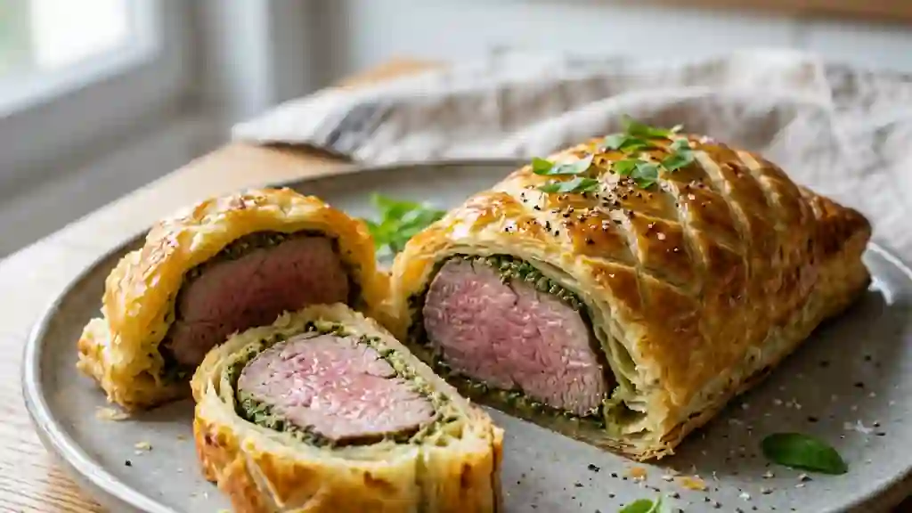 Filet mignon feuilleté au pesto fondant - Photo de présentation