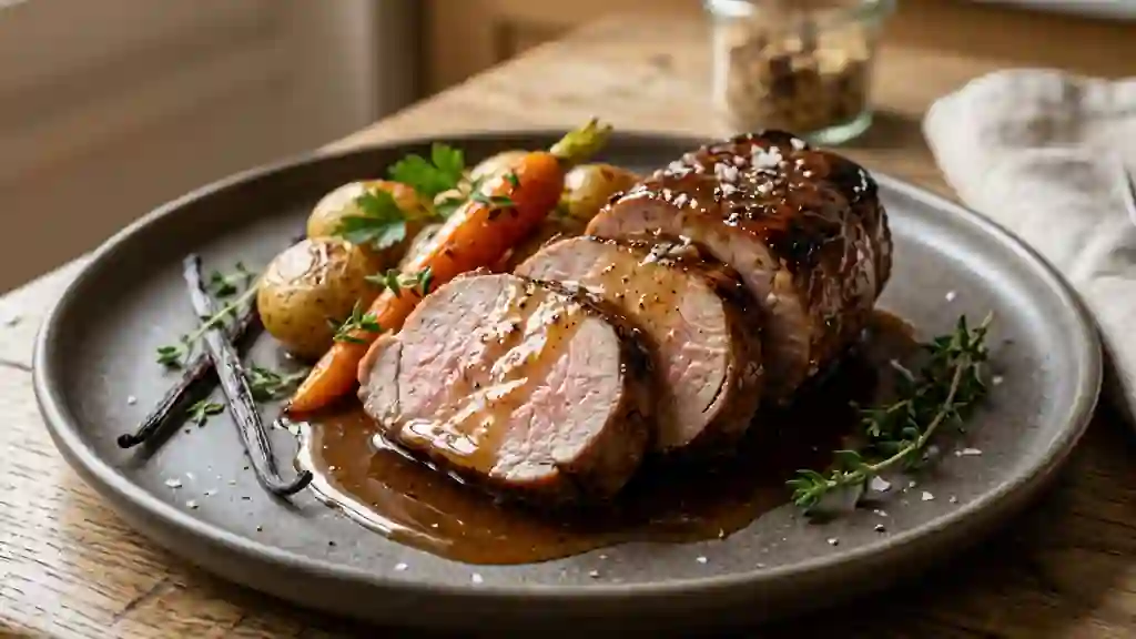 Filet mignon laqué au miel et à la vanille - Photo de présentation