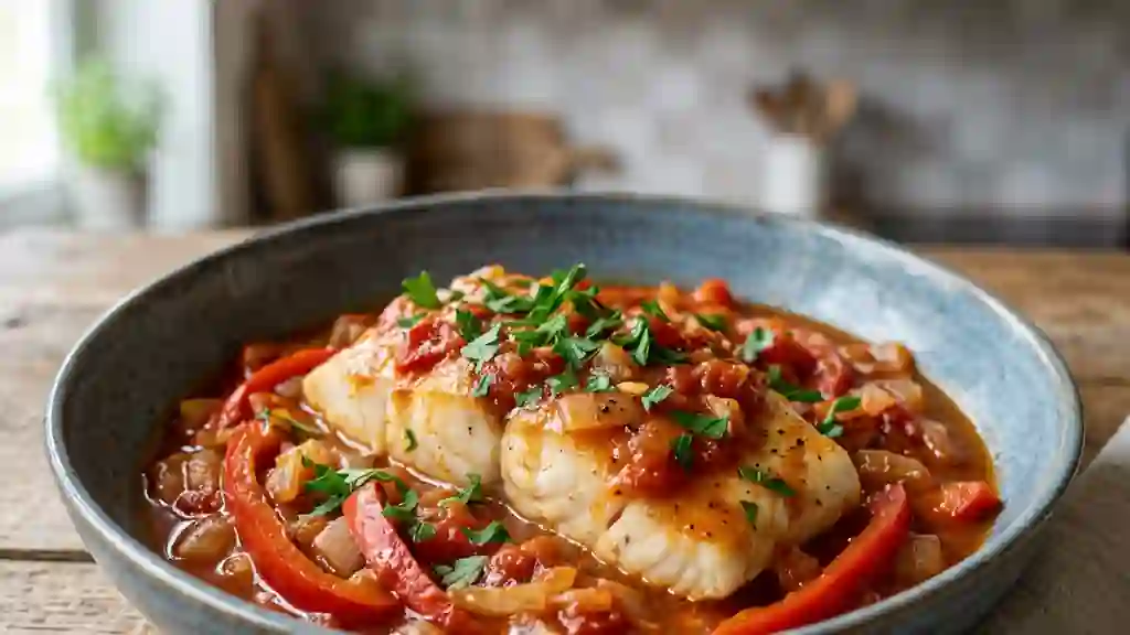 Filets de colin fondants à la madrilène - Photo de présentation