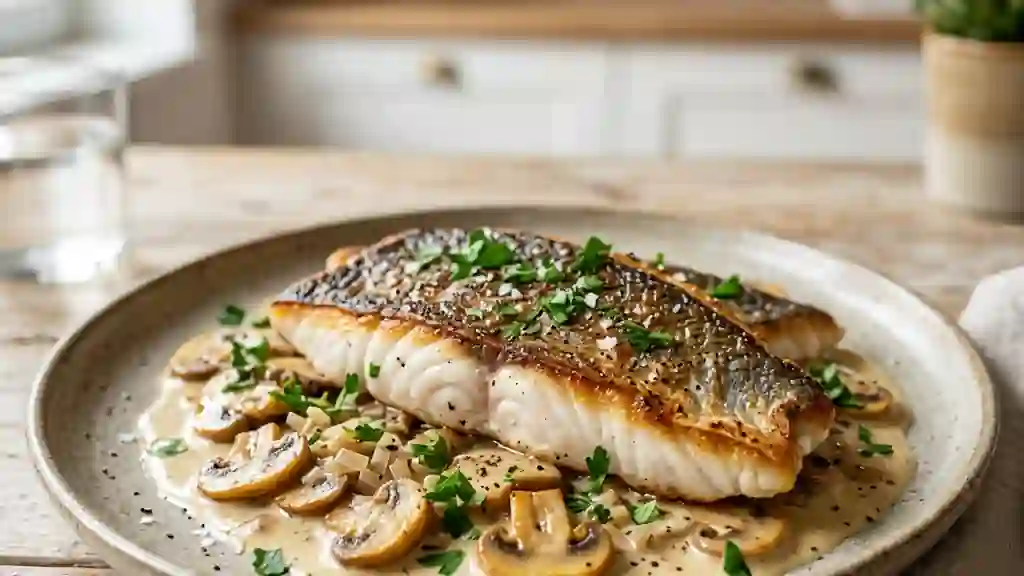 Filets de daurade crème et champignons - Photo de présentation