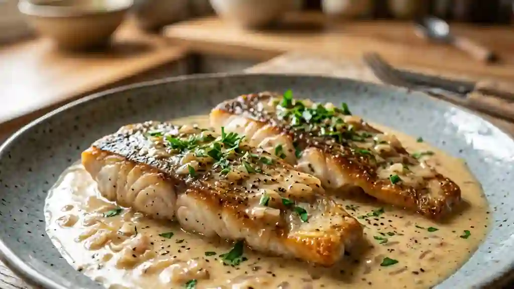 Lieu fondant et sa sauce onctueuse au cidre - Photo de présentation