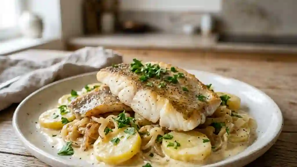 Filet de lieu crémeux à l'alsacienne - Photo de présentation