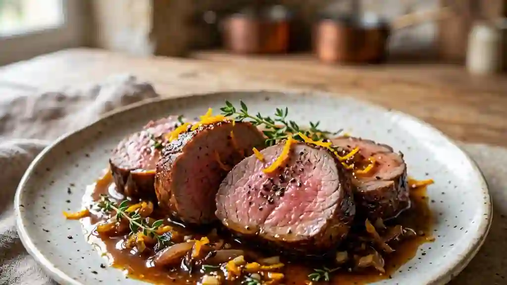 Filet de marcassin acidulé orange et citron - Photo de présentation