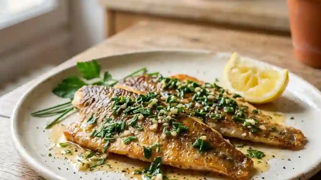 Filets de perche fondants au beurre et herbes - Photo de présentation