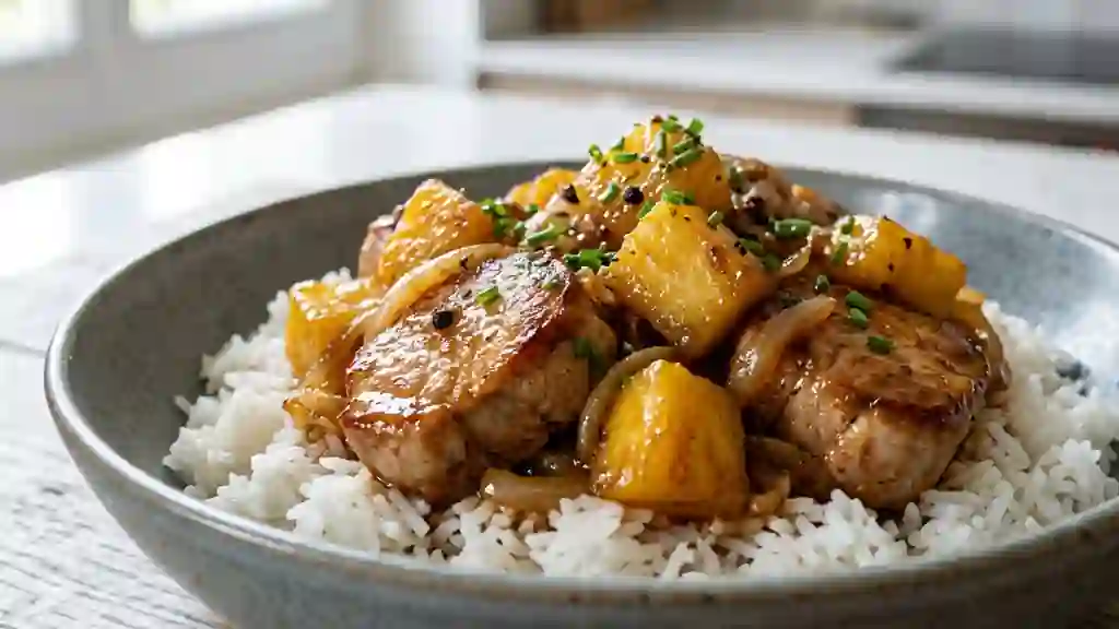 Wok de porc caramélisé à l'ananas - Photo de présentation