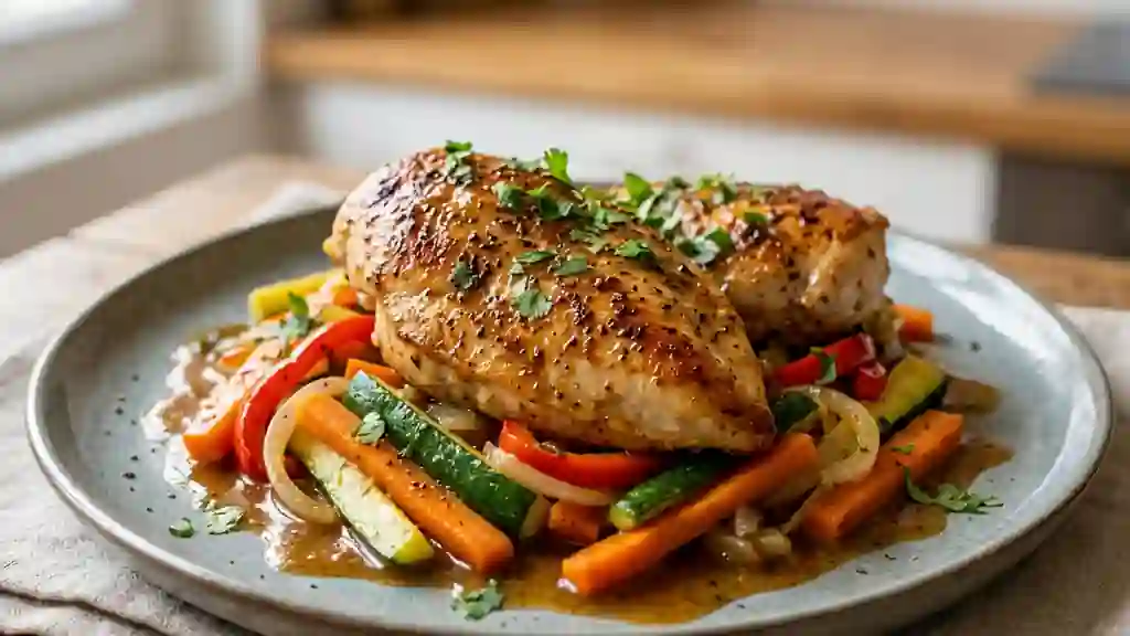 Poulet parfumé aux épices et légumes croquants - Photo de présentation
