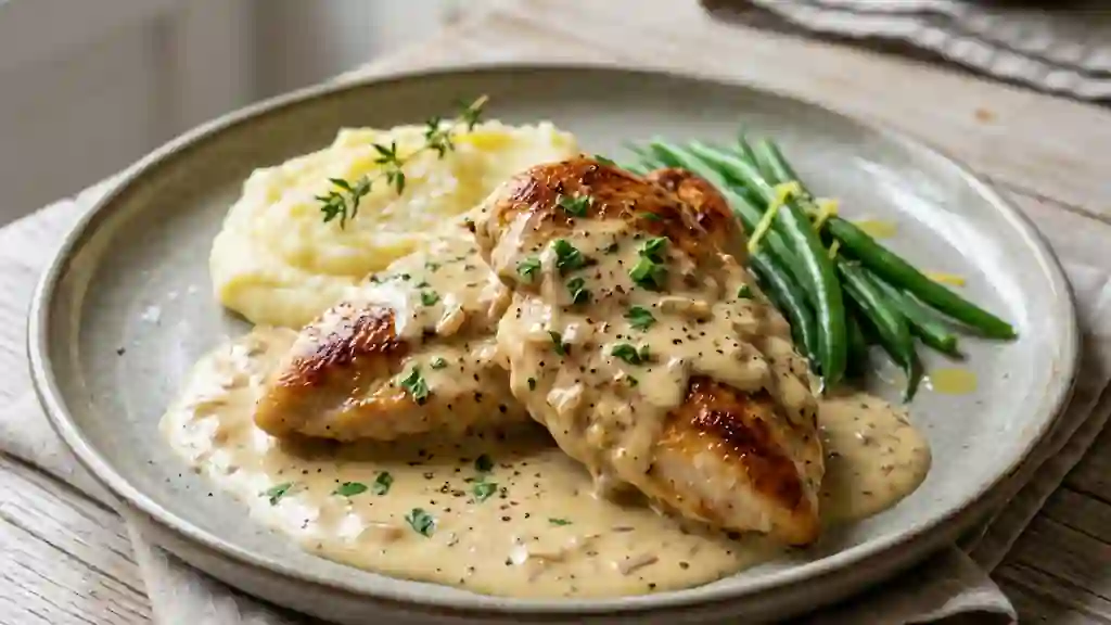 Poulet tendre à la crème de moutarde de Dijon - Photo de présentation