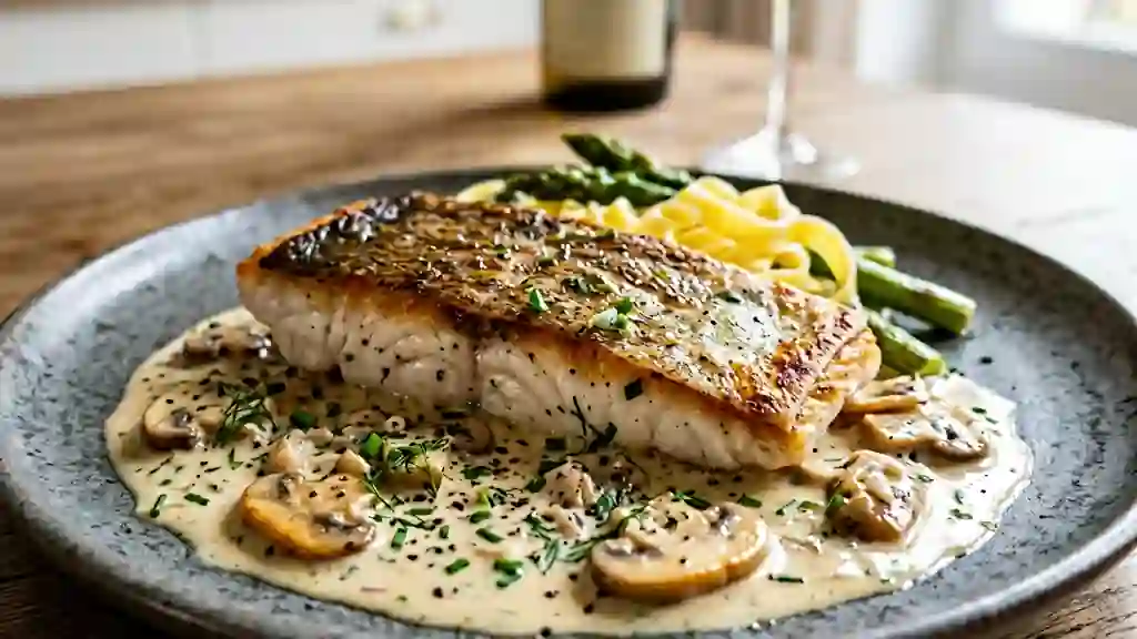 Sandre Croustillant au Riesling et Champignons - Photo de présentation
