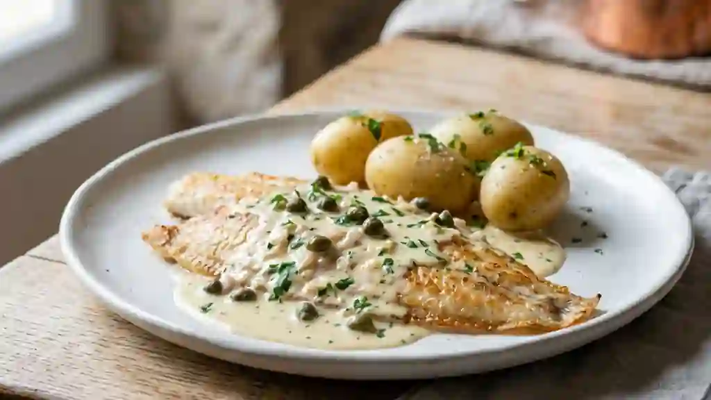 Soles à la Dieppoise, Sauce Crémée et Câpres - Photo de présentation