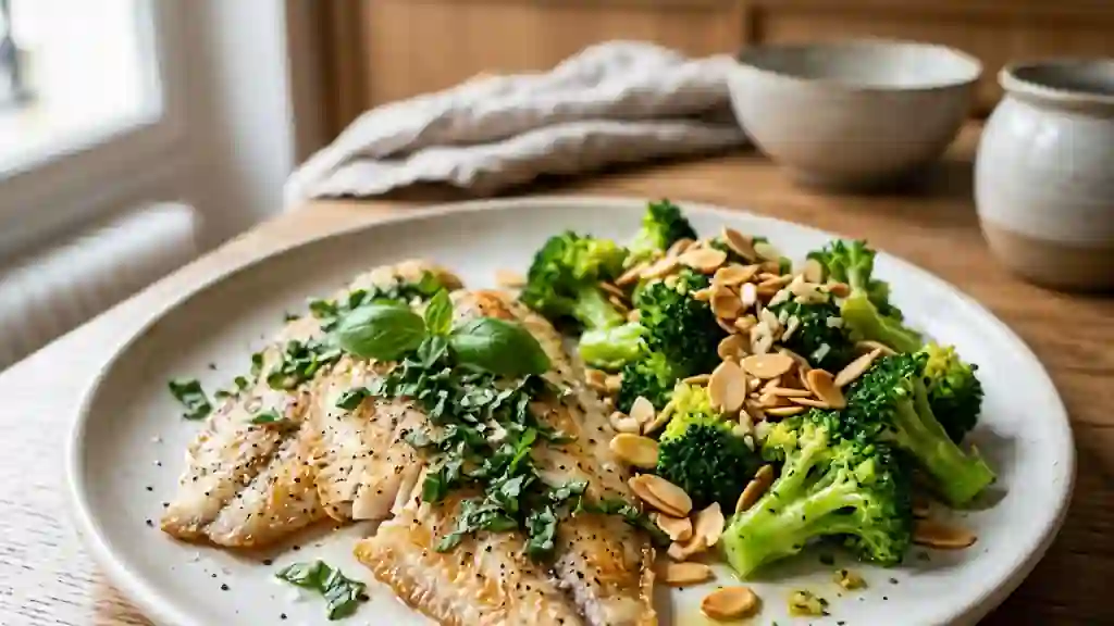 Sole Infusée au Basilic et Croquant d'Amandes - Photo de présentation