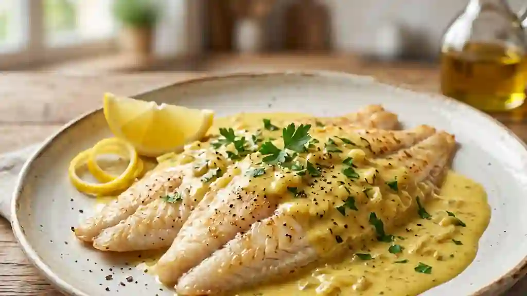 Sole nacrée à la crème de curry douce - Photo de présentation