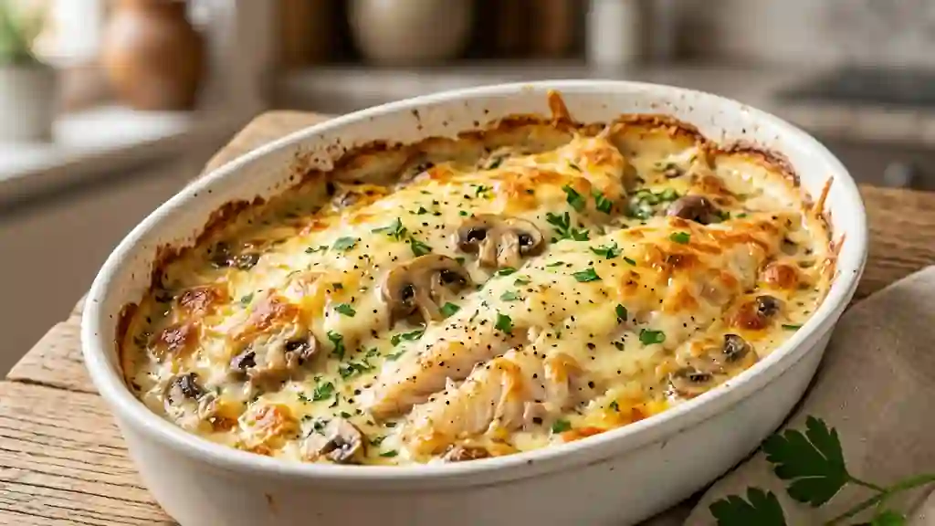Sole fondante gratinée aux champignons et crème - Photo de présentation