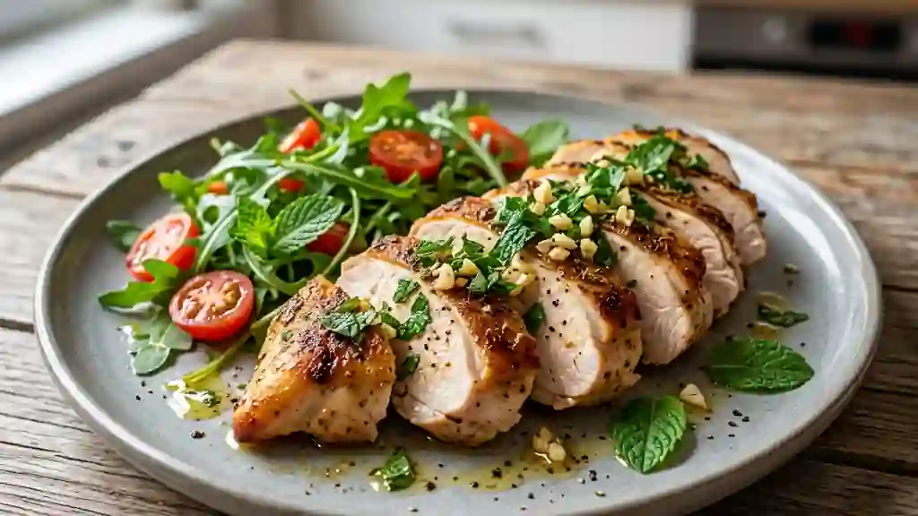 Volaille grillée au cumin et menthe ciselée - Photo de présentation