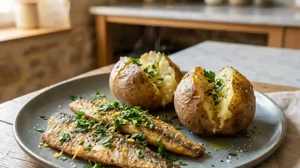 Esprots dorés et pommes de terre fondantes - Photo de présentation
