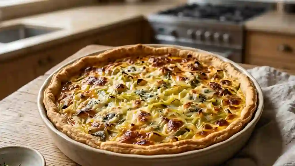 Flamiche crémeuse poireaux et roquefort intense - Photo de présentation