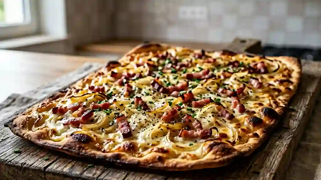 Flammekueche craquante aux lardons fumés - Photo de présentation