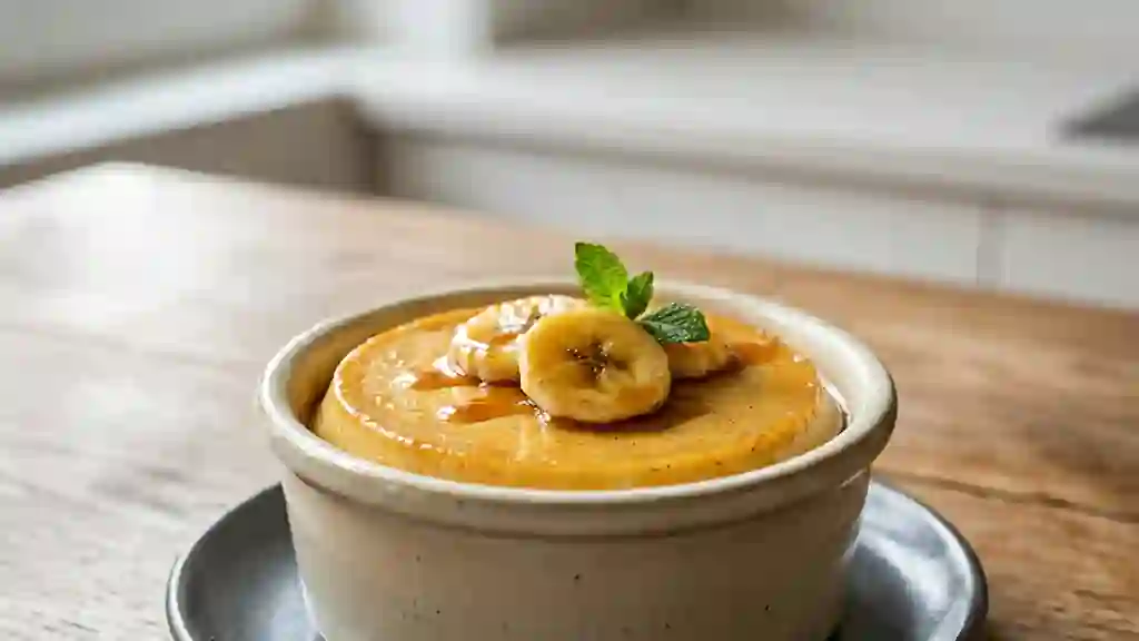 Flan fondant à la banane mûre - Photo de présentation