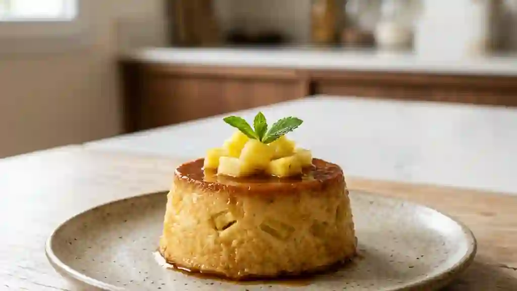 Flan fondant à l'ananas et vanille - Photo de présentation