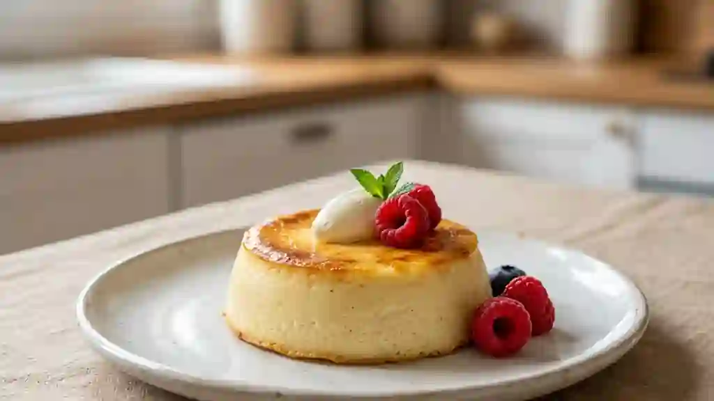 Flan aérien au fromage blanc et vanille - Photo de présentation