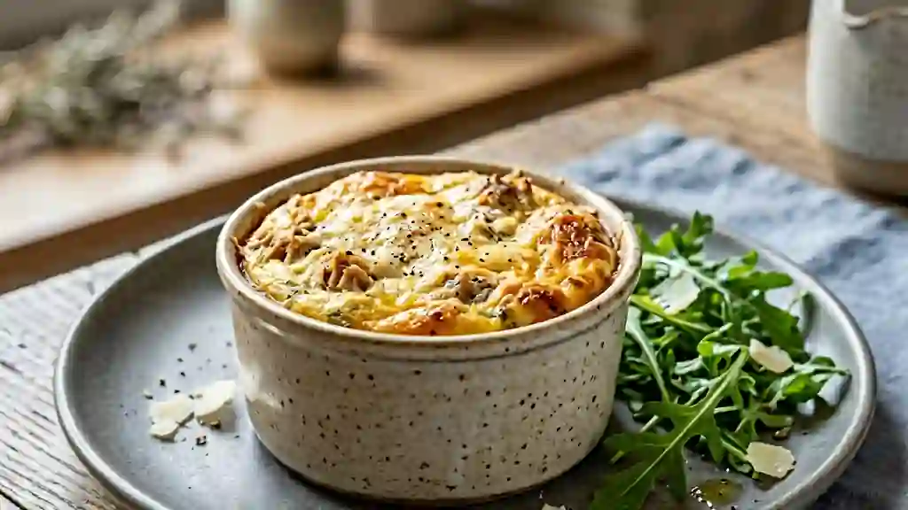 Flan au thon fondant et parmesan corsé - Photo de présentation