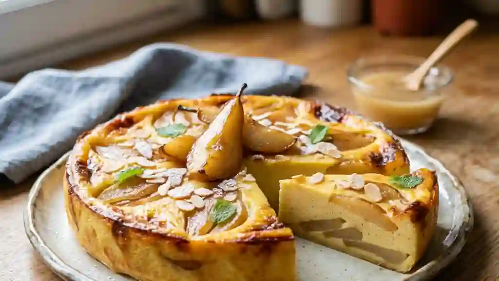 Flan fondant aux poires caramélisées - Photo de présentation