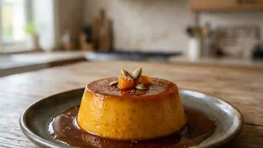 Flan onctueux au potiron et caramel ambré - Photo de présentation
