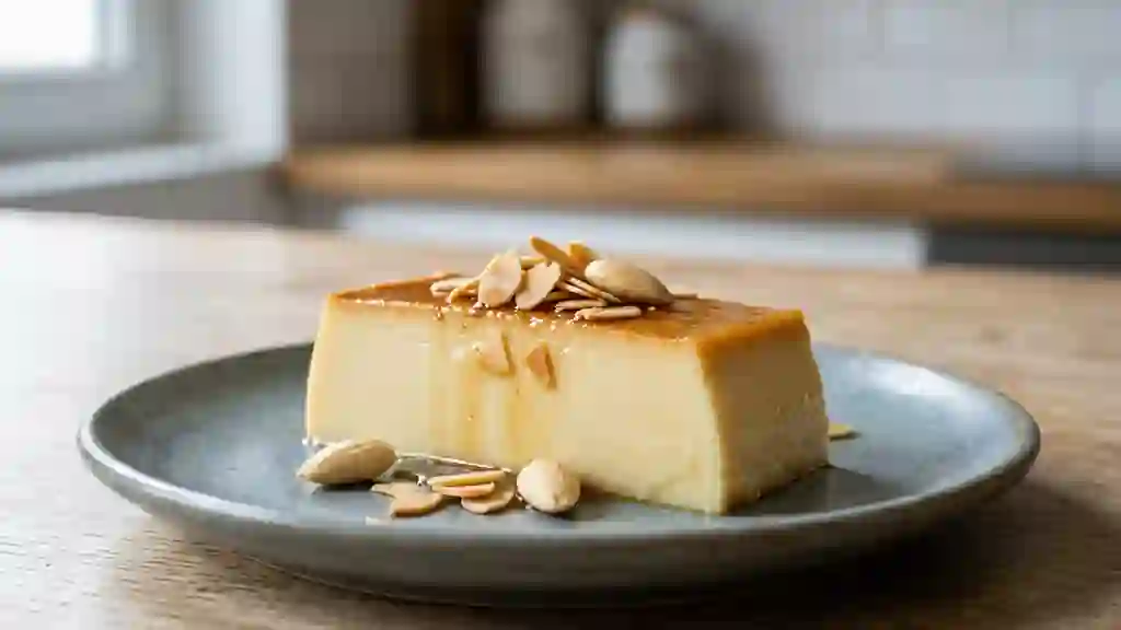 Flan fondant à l'amande amère - Photo de présentation