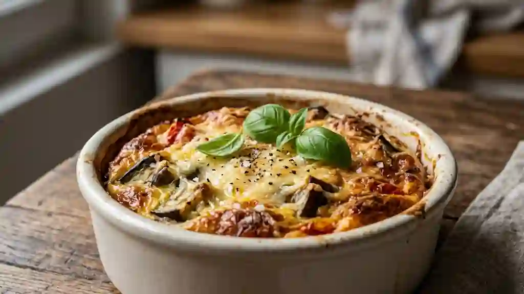 Flan d'aubergines fondant au basilic - Photo de présentation