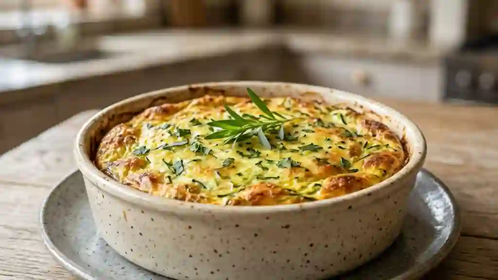 Flan fondant aux courgettes et estragon - Photo de présentation