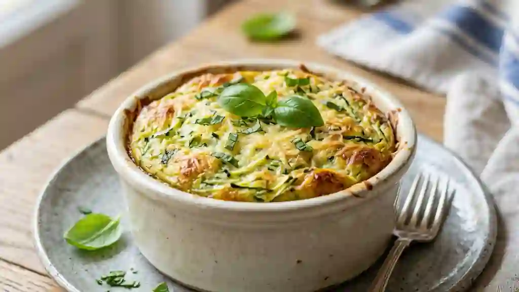 Flan de courgettes fondant au basilic frais - Photo de présentation