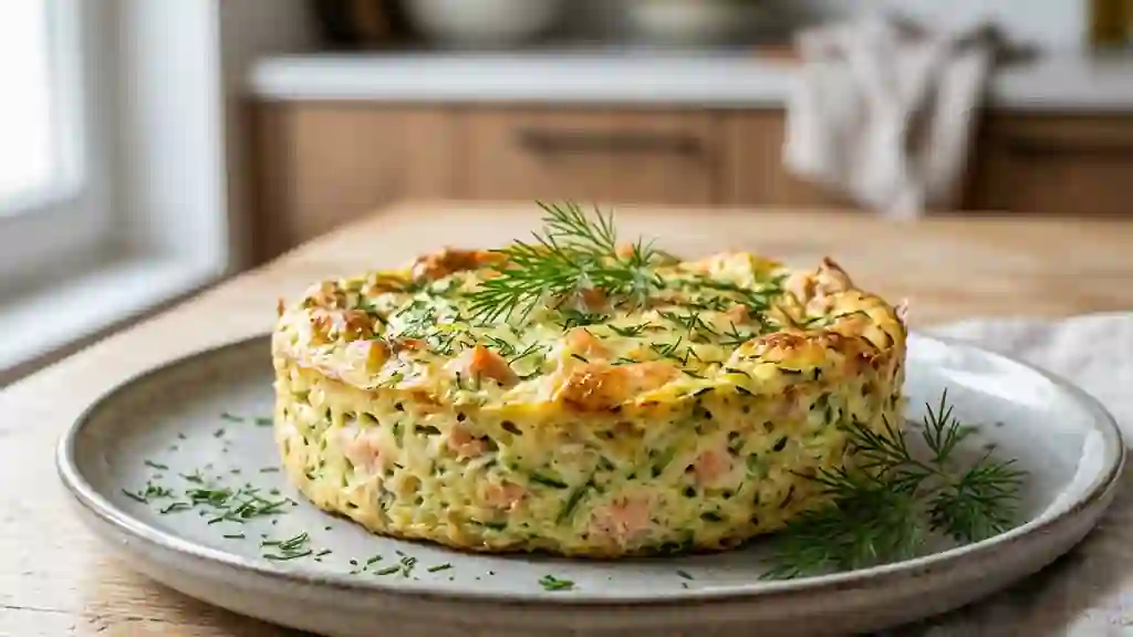 Flan fondant courgette, saumon et aneth - Photo de présentation