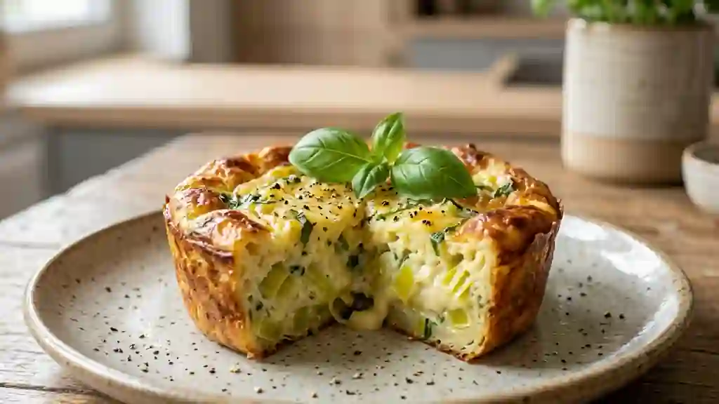 Flan fondant aux poireaux et basilic frais - Photo de présentation